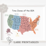 Time Zones Of The Usa Map Educational Poster Printable Geography Classroom  Wall Decor Montessori Homeschool Resource Time Zone United States   Etsy Inside Time Zone Map Usa Printable Version
