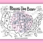 U.s. Map Coloring Page Digital Download, "Places I'Ve Been" U.s. In Printable Usa Map Coloring Page
