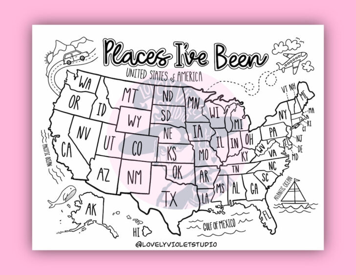 Printable USA Map Coloring Page
