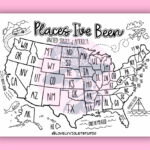 U.s. Map Coloring Page Digital Download, "Places I'Ve Been" U.s. With Regard To USA Map Printable Coloring Page