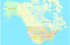 United States And Canada Printable Map 01 02 With All Roads, Cities,  States, All Names, Exact Vector Map, V.7. Fully Editable, Adobe Illustrator within USA Canada Printable Map