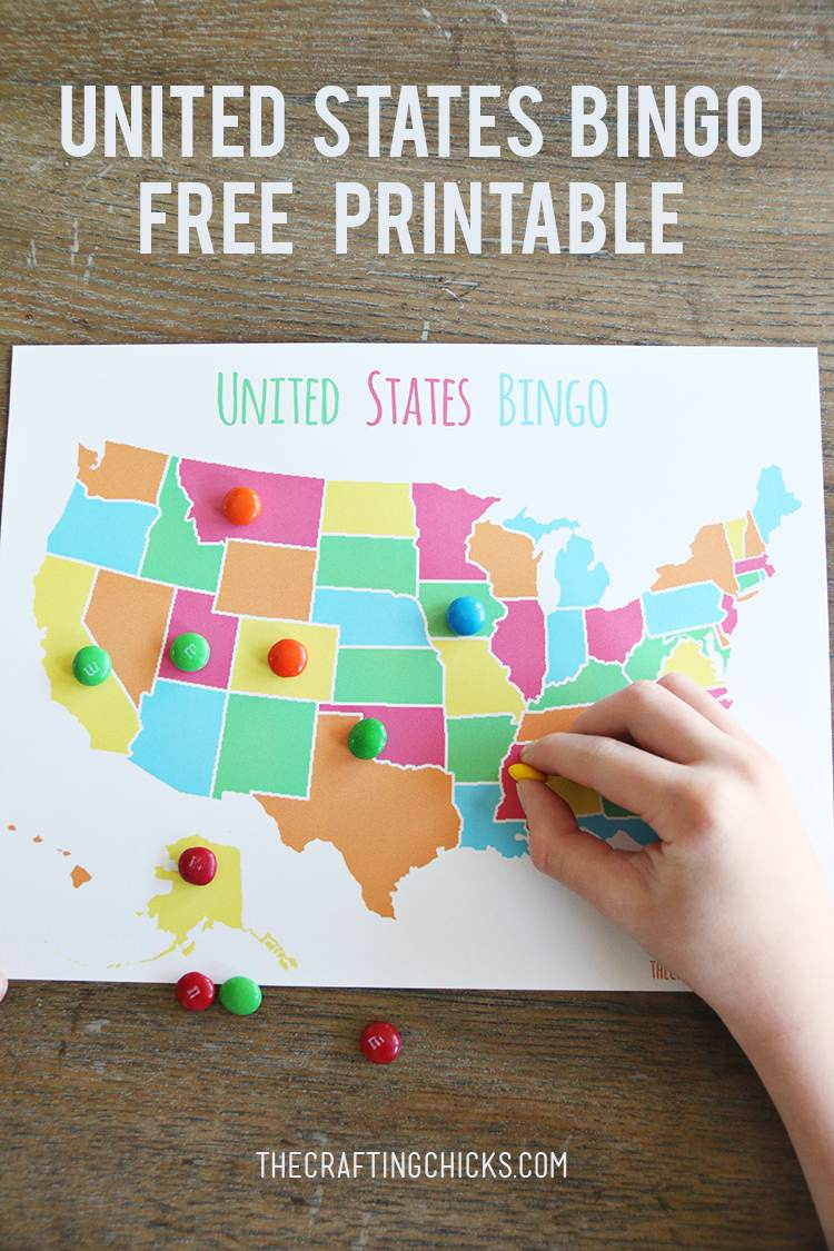 United States Bingo - The Crafting Chicks with Printable Games Usa Map