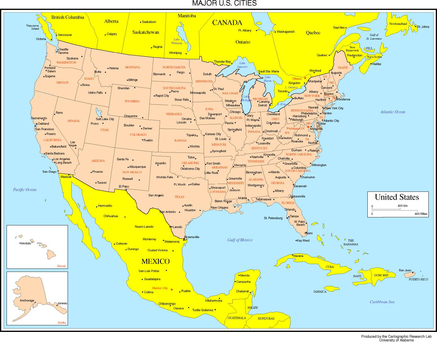 United States Colored Map pertaining to Printable Map Of Usa And Canada With States