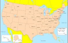 United States Colored Map within USA Map with Oceans Labeled