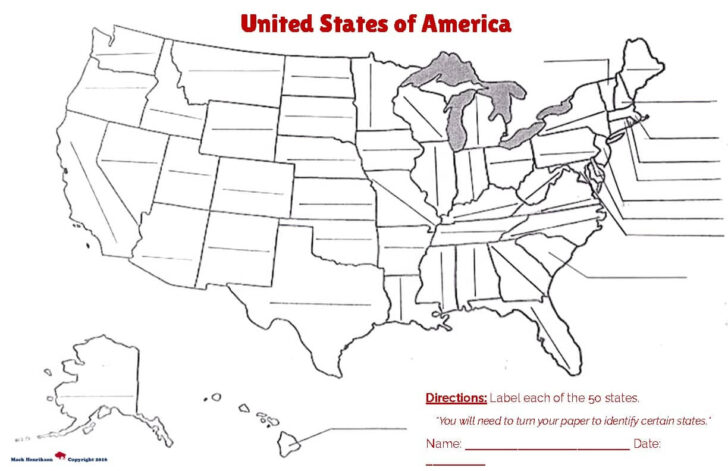 Printable Blank USA Fill in the Map
