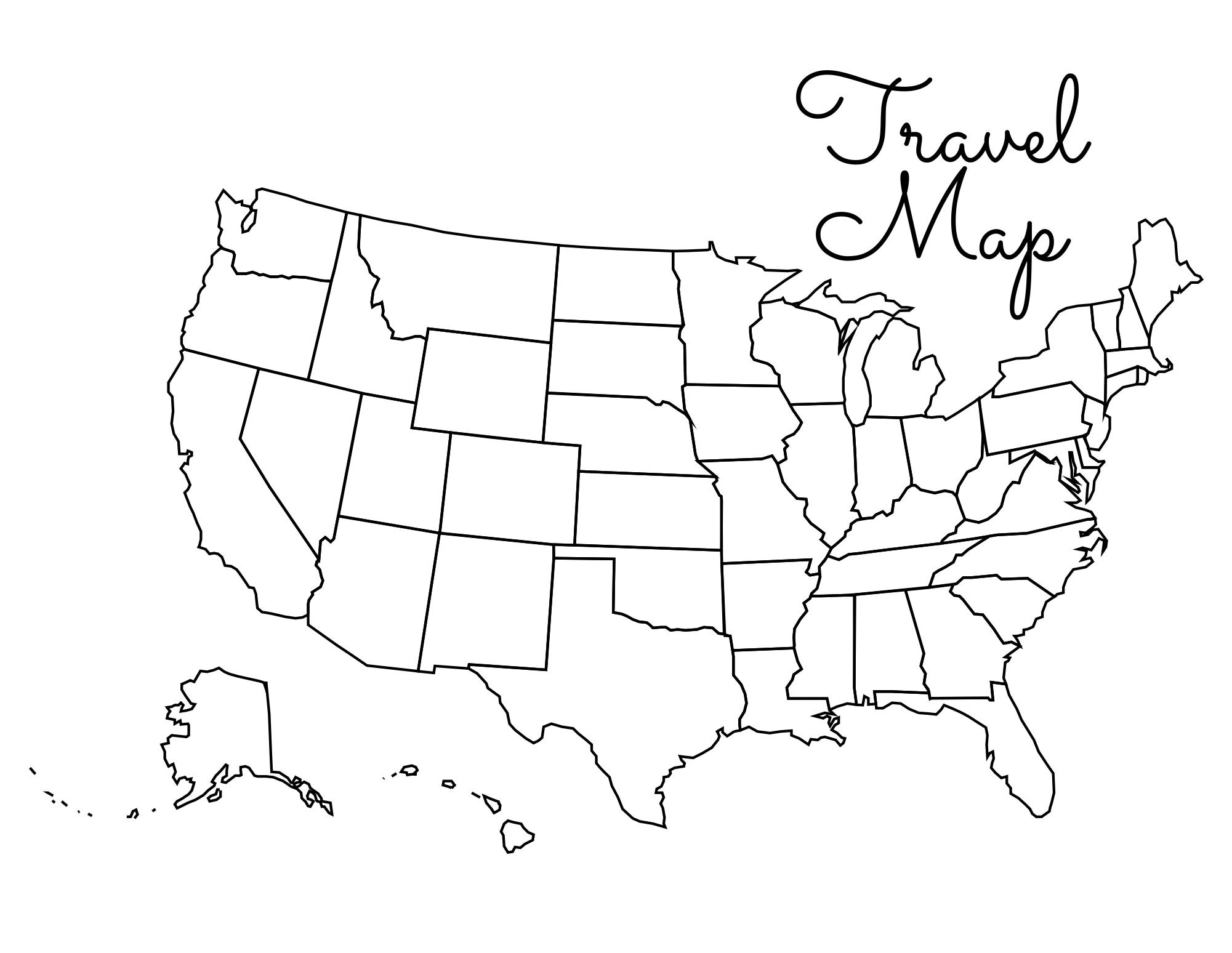 United States Map Printable Blank - Etsy regarding Map of USA Blank to Fill in Printable