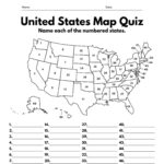 United States Map Quiz Worksheet, 2 Pages   Etsy With Regard To USA Map Quiz Printable