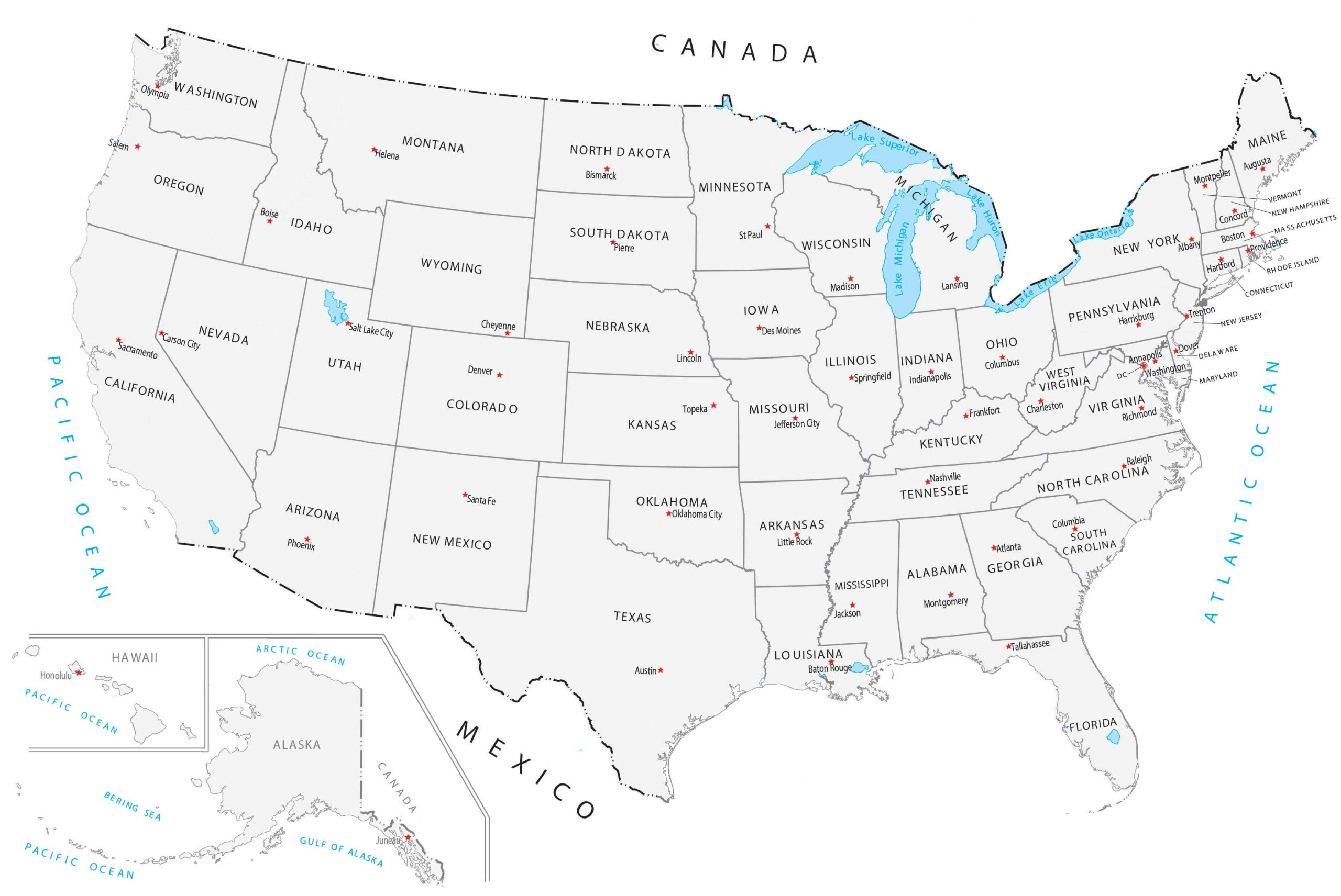 United States Map With Capitals - Gis Geography in Map of USA Free Printable with Capitials