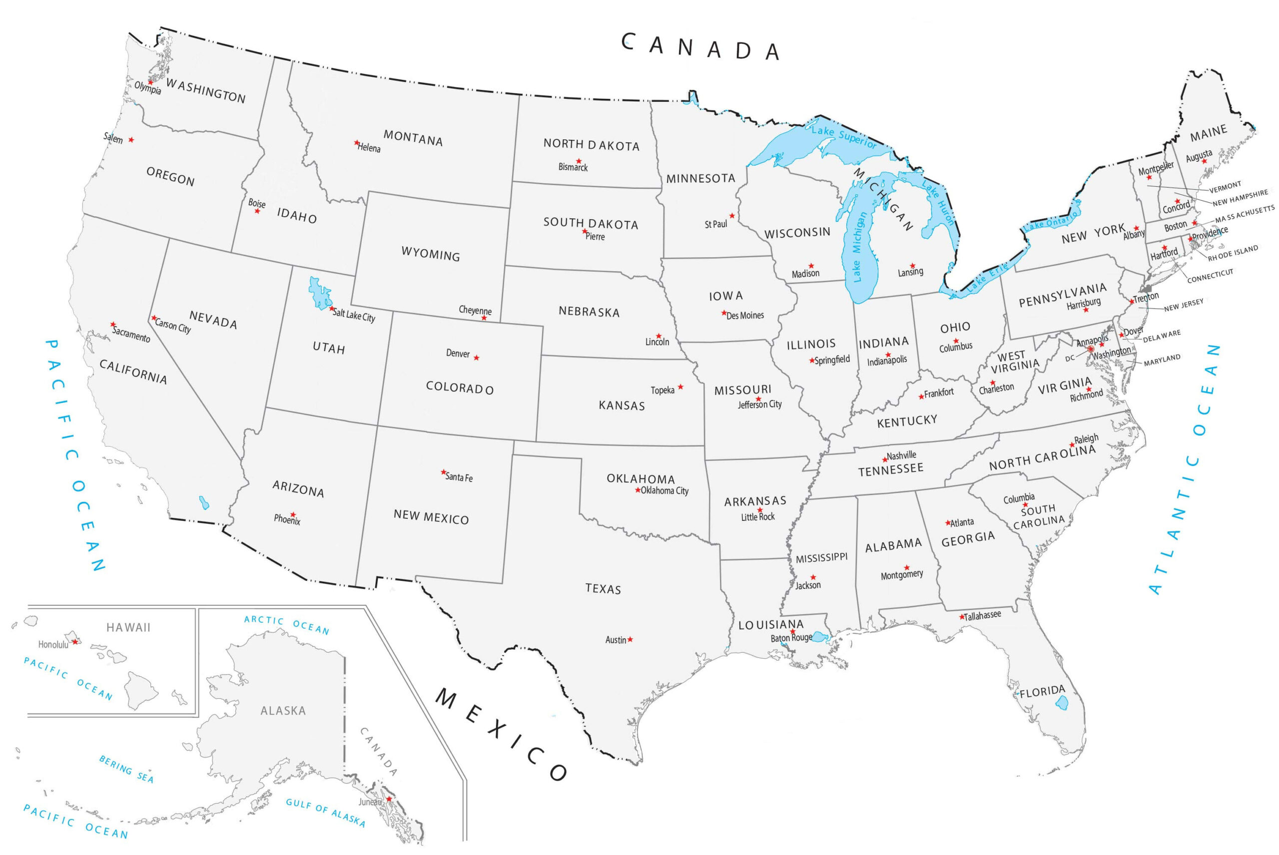 United States Map With Capitals - Gis Geography inside Printable Maps of the USA with States and Capitals