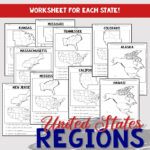 United States Regions Worksheets And Printables | Homeschool For Printable Worksheets USA 5 Regions Map