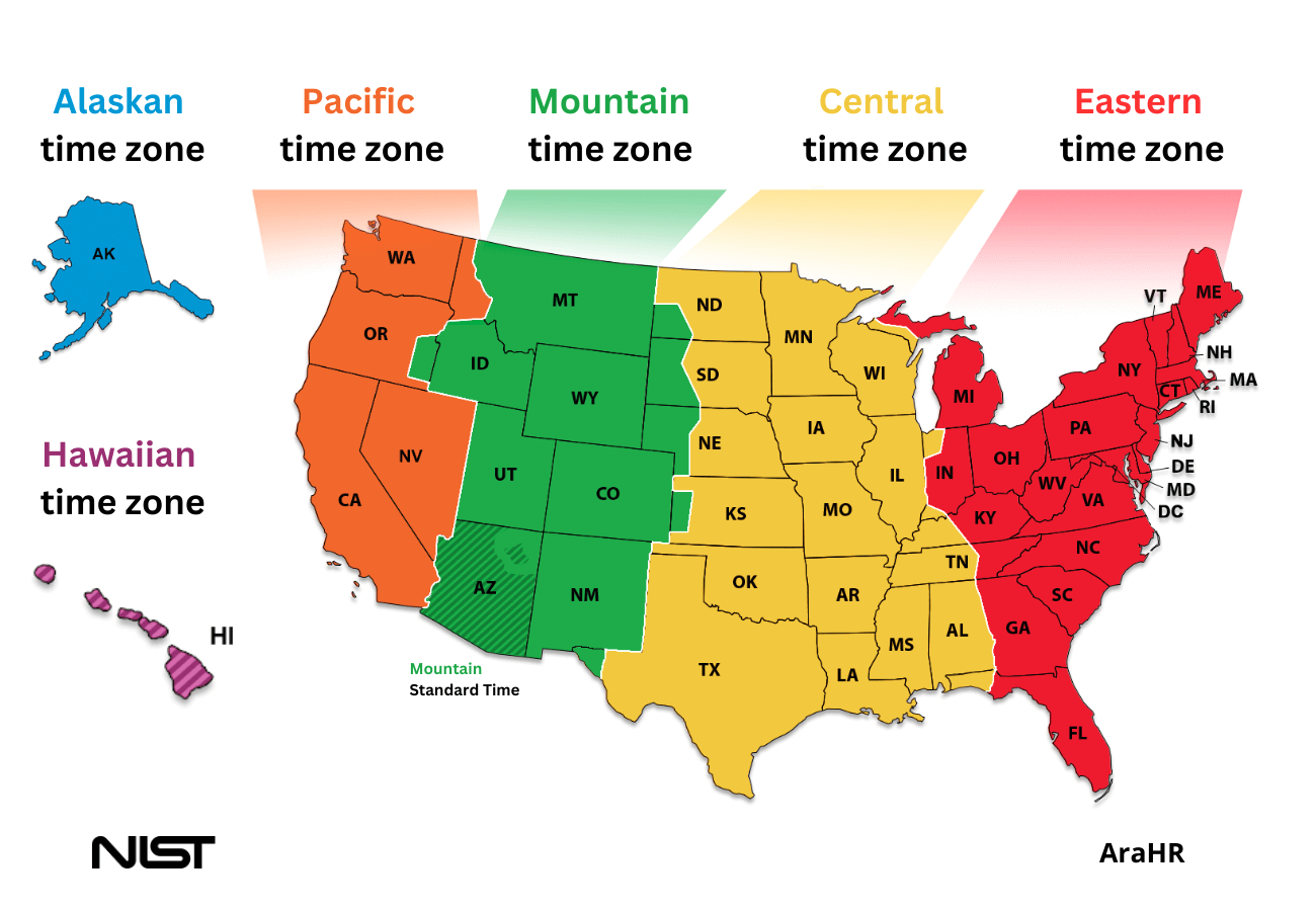 United States Time Zones - Arahr with regard to Printable Time Zone Map Usa State Names