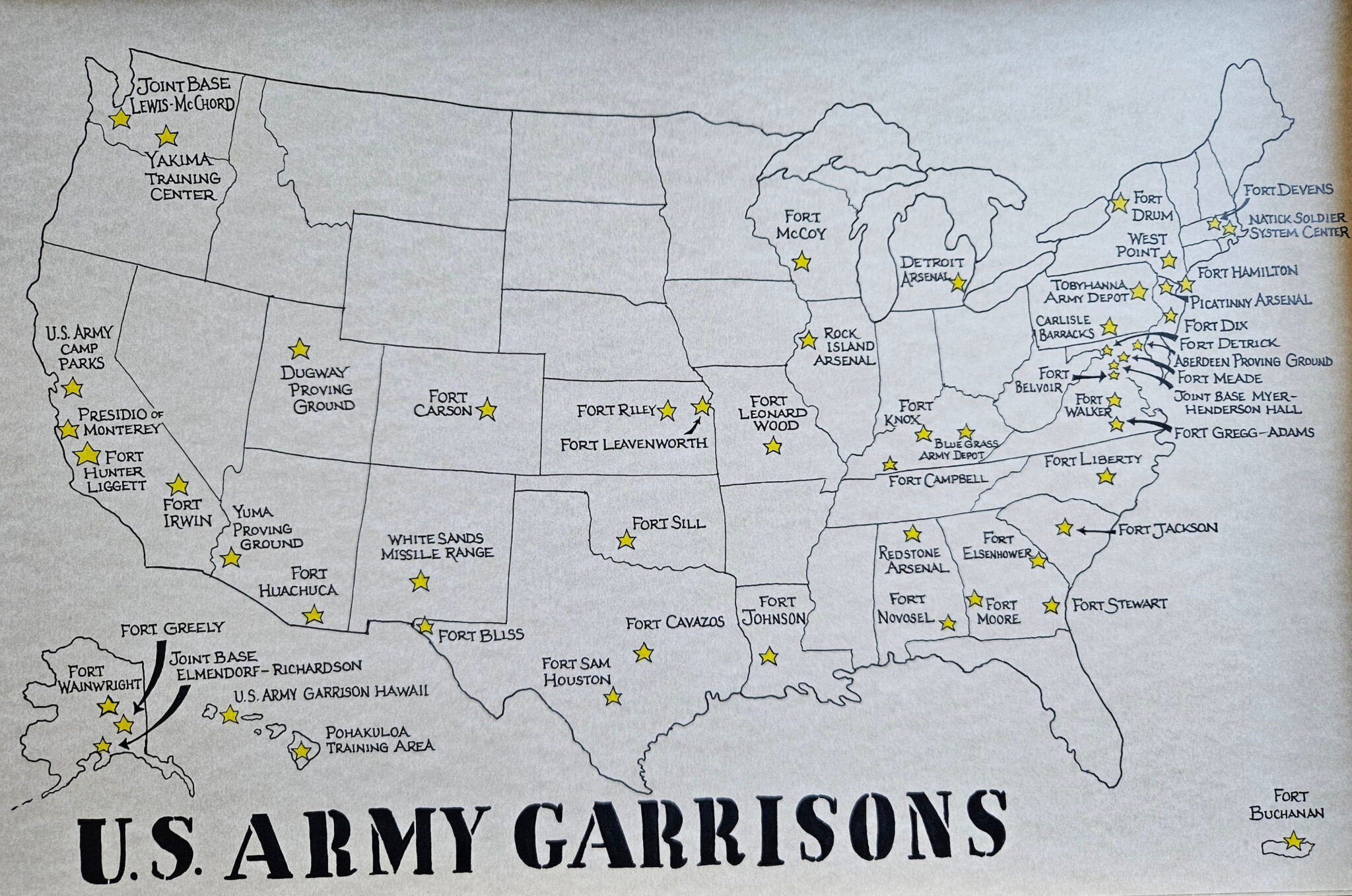 Map Of USA Show Military Base Printable | Printable Map Of USA