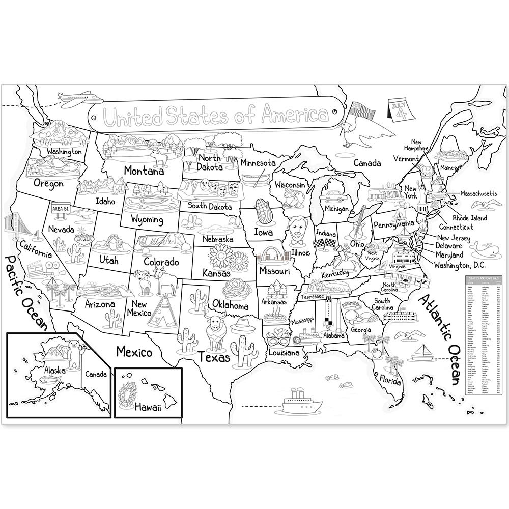 Us Map Coloring Poster (35X52&amp;quot;) Giant Coloring Posters in Map of USA to Color Printable