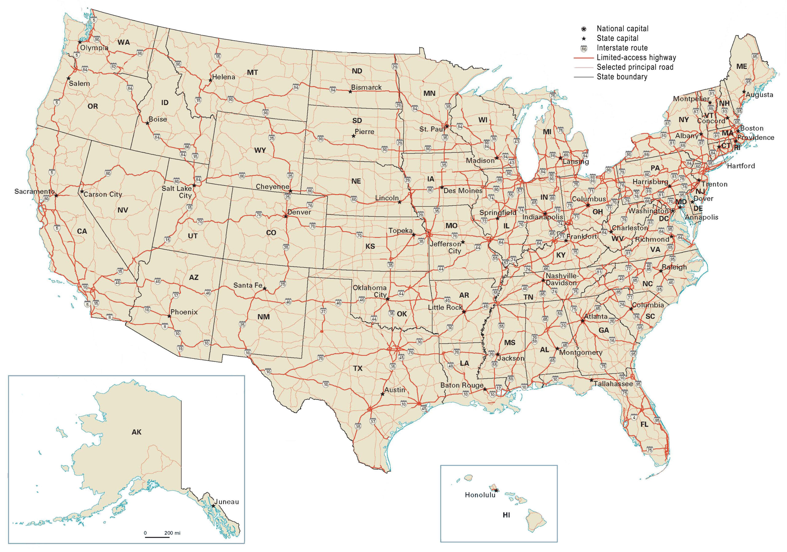 Us Road Map: Interstate Highways In The United States - Gis Geography within Free Printable Road Map Of Usa