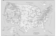 Usa General Reference (Black And White) Laminated Wall Map | Ebay regarding Printable Black and White Map USA with Large Cities