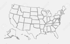 Usa Map Outline. United States Vector Blank Map. Us Line Map inside Blank Map of USA with States Printable
