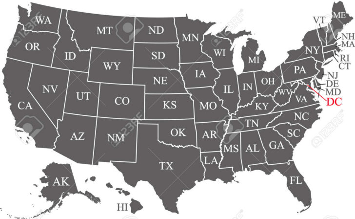 Printable Map of USA with State Abbreviations