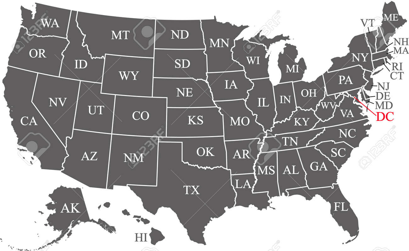 Usa Map States And Capitals Printable Royalty Free Svg, Cliparts intended for Printable Map of USA with State Abbreviations
