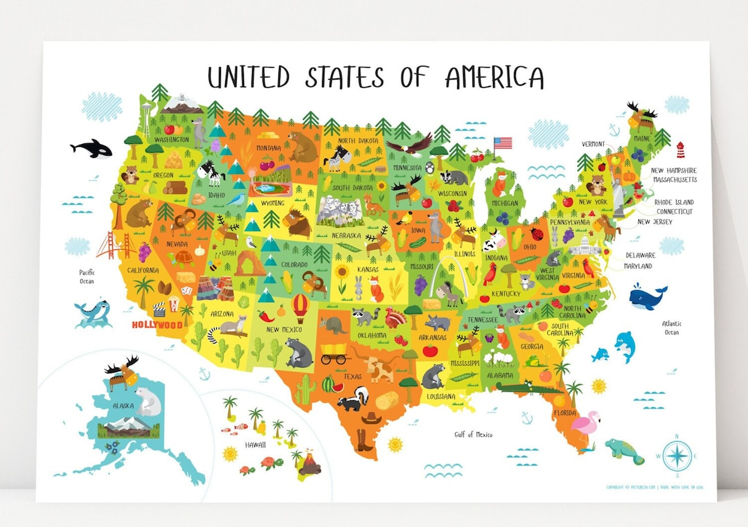 Usa Map, United States Map, Usa, Kids Map, Map Of Usa, Us Map within Printable USA Map For Kindergarten