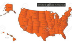 Usa Map With Alaska And Hawaii Orange Separate States Individual pertaining to Printable Map Of Usa With Alaska And Hawaii