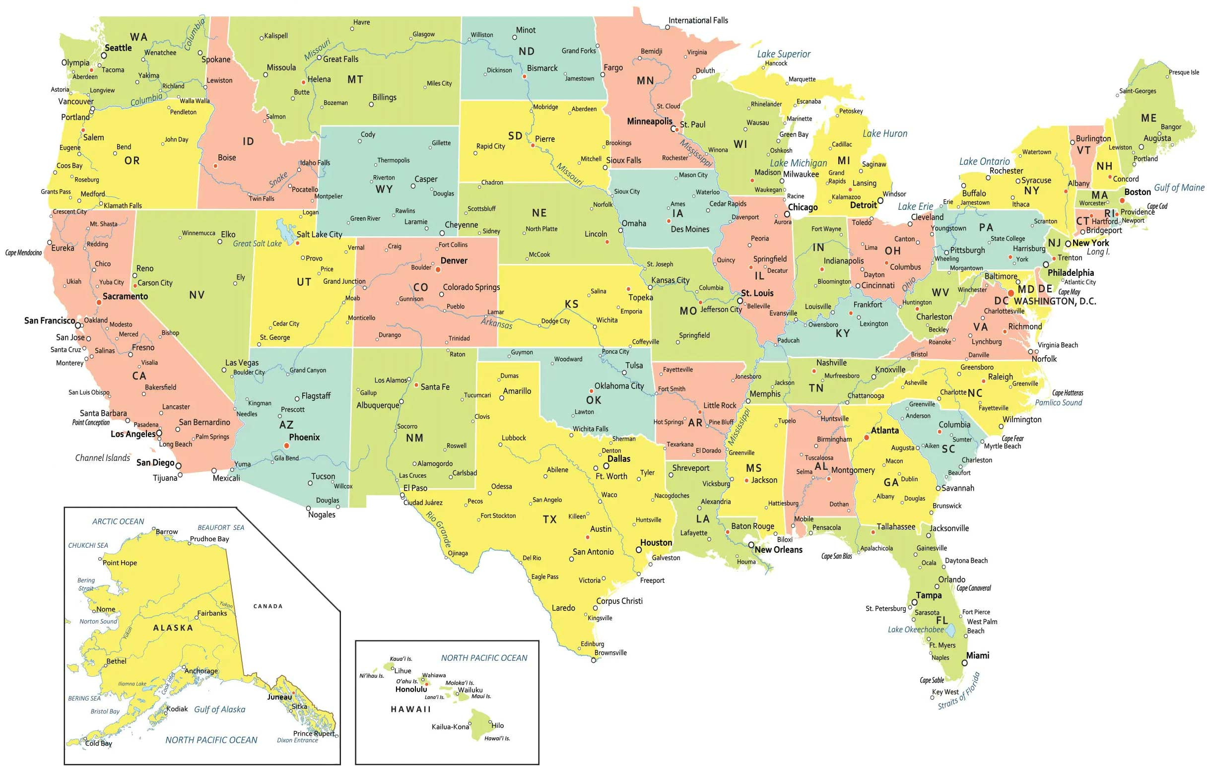 Usa Map With States And Cities - Gis Geography pertaining to Printable Map of USA with Major Cities Picture