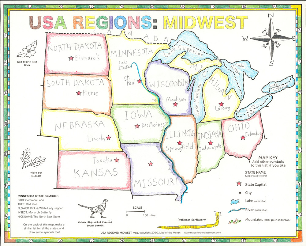 Usa Regions – Midwest in Printable Map of Midwest USA