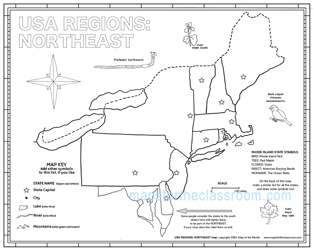 Usa Regions – Northeast for Printable Map of Northeast USA