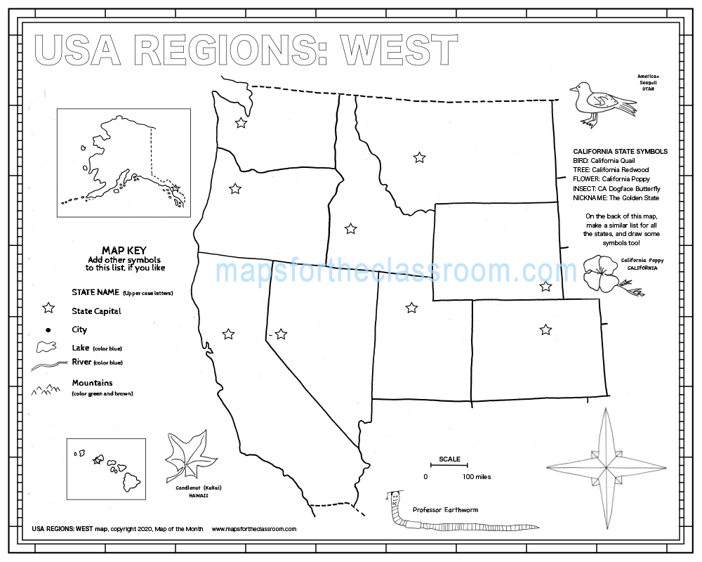 Usa Regions – West inside Printable Map Of Western States Usa