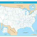 Usa Rivers And Lakes Blank Map Glossy Poster Picture Photo Print Regarding Printable Map Of USA With Lakes And Rivers