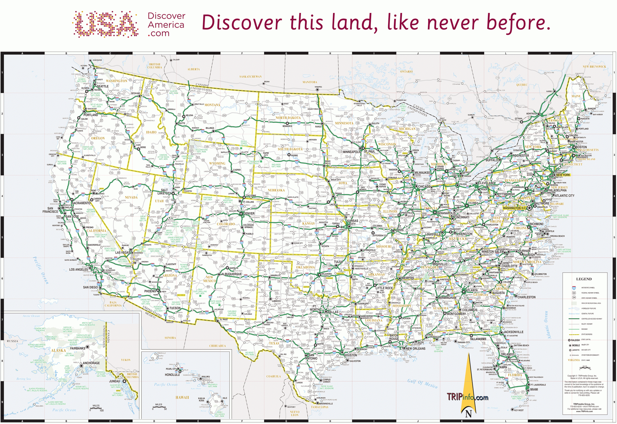 Usa Road Map within Map of USA with Highways and Cities Printable