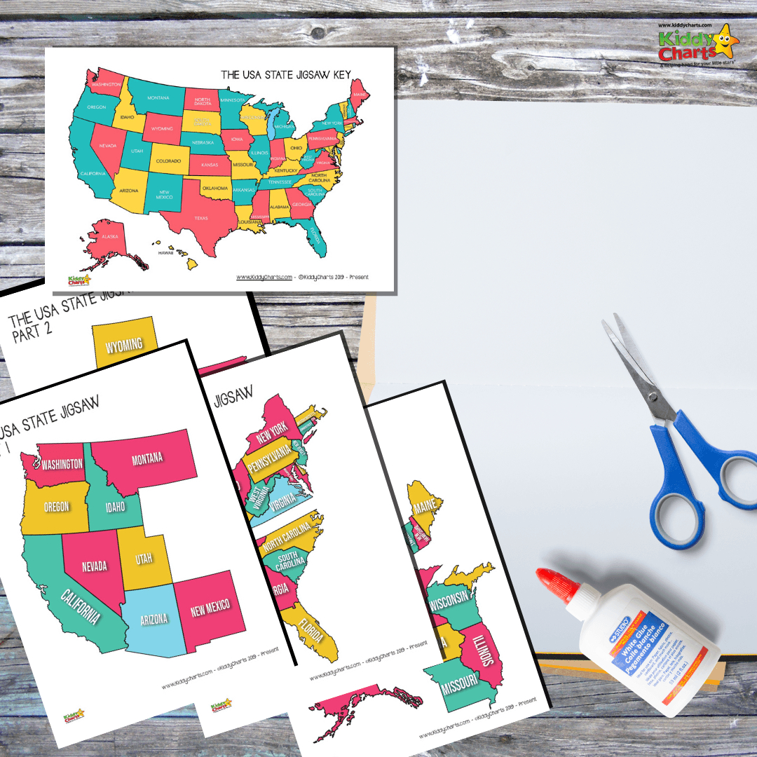 Usa State Jigsaw Puzzle Free - Kiddy Charts Activities for Printable USA Map Puzzle