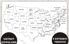 Usa States Map: Printable Us Sales &amp; Coloring Map (Pdf) - Etsy within Map Coloring Page Printable Simple USA Map States Initials