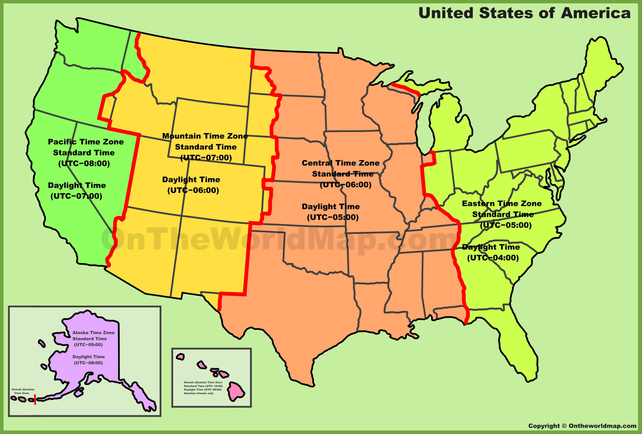 Usa Time Zone Map - Ontheworldmap for Time Zone Map USA Printable Free