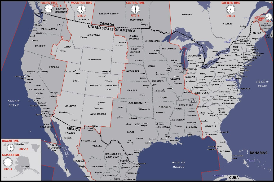 Usa Time Zones Map | Digital Vector | Creative Force regarding Free Printable Map of the USA with Time Zones