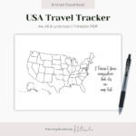 Usa Travel Tracker Zum Ausdrucken, Karte Der Vereinigten Staaten Von  Amerika, Usa Map Vorlage, State Tracker, Bullet Journal, Planer, Sofort  Download For Bullet Journal Printable USA Map