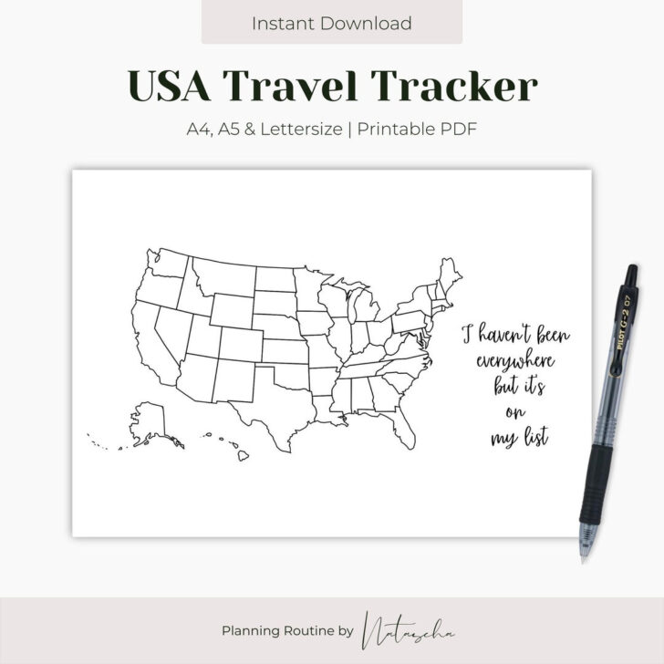 Printable USA Travel Map