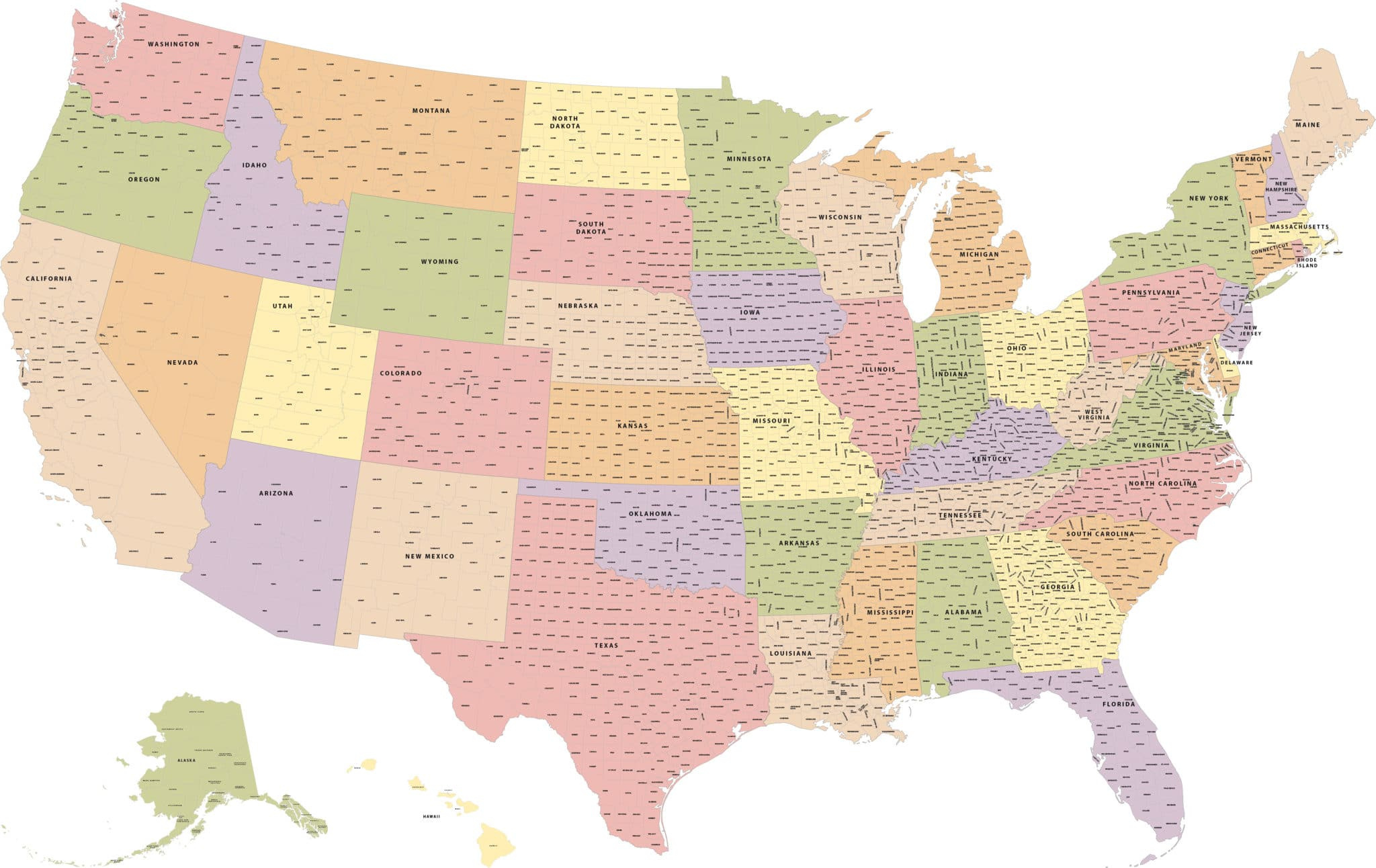 Usa With Counties Map | Digital Vector | Creative Force for Printable Map Counties of USA