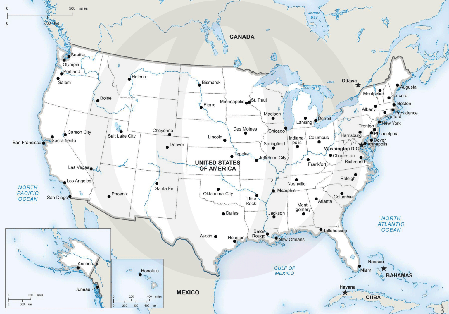 Printable Map USA With Large Cities | Printable Map Of USA