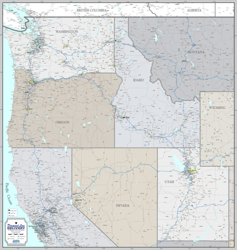 Pacific Northwest USA Printable Map Blank | Printable Map Of USA