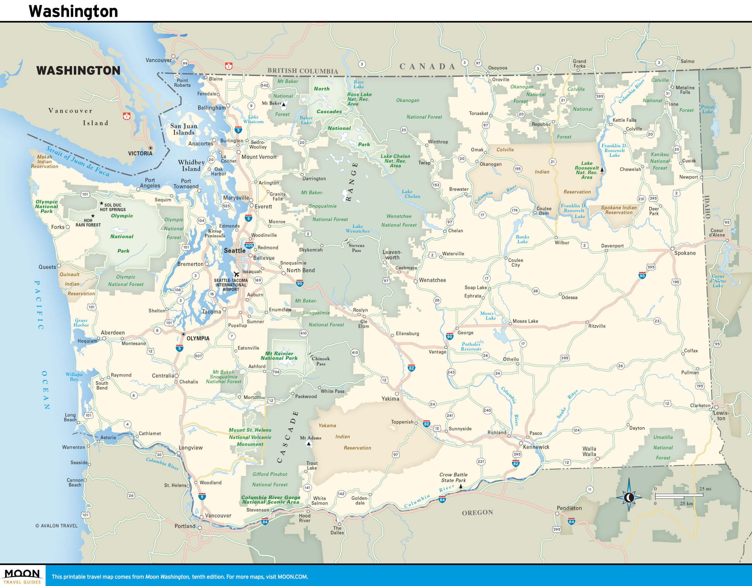 Washington | Moon Travel Guides with Free Printable Maps Northwest Coast Usa