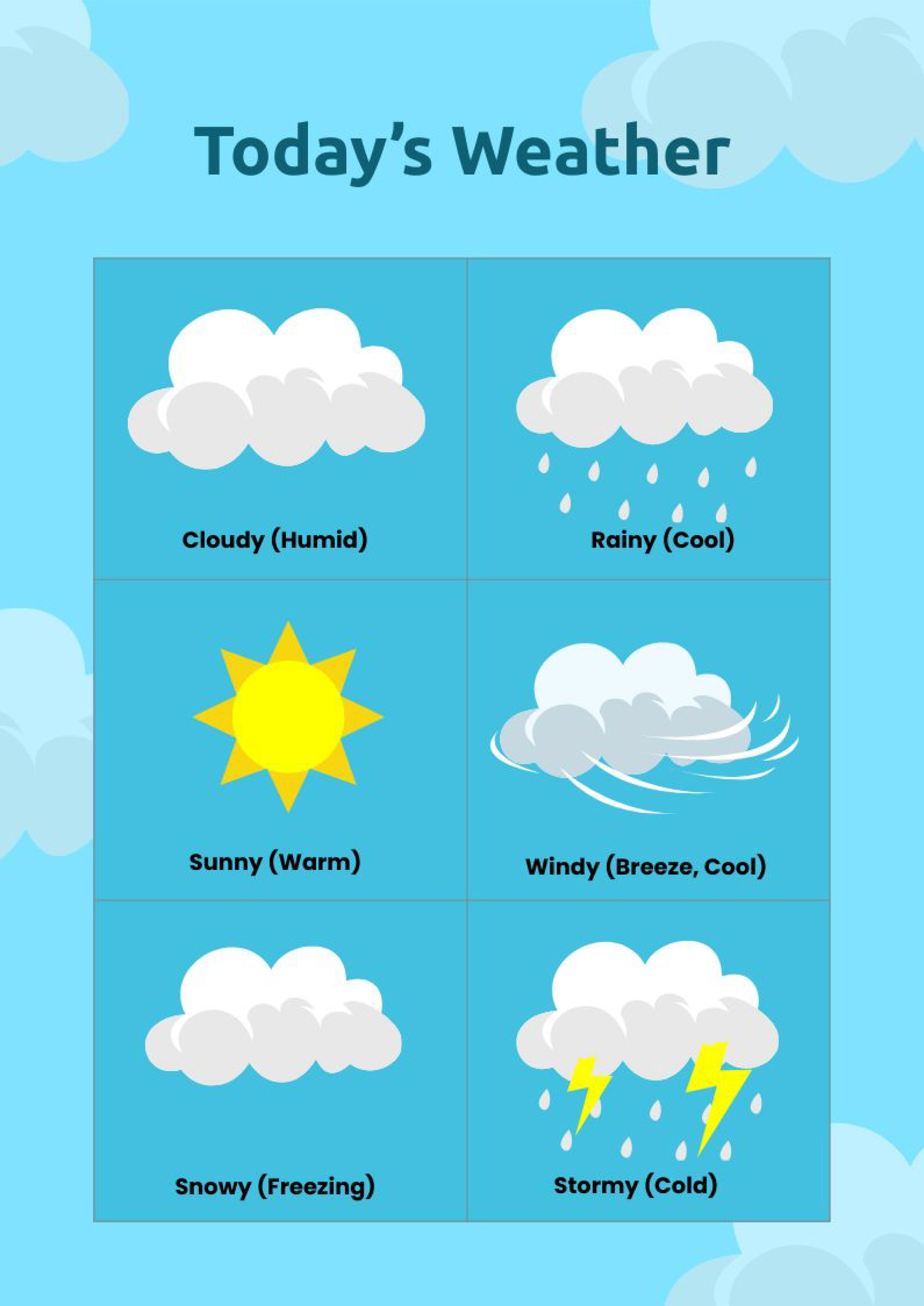 Weather Chart For Kids In Illustrator, Pdf - Download | Template intended for Printable Weather Map Usa For Kids