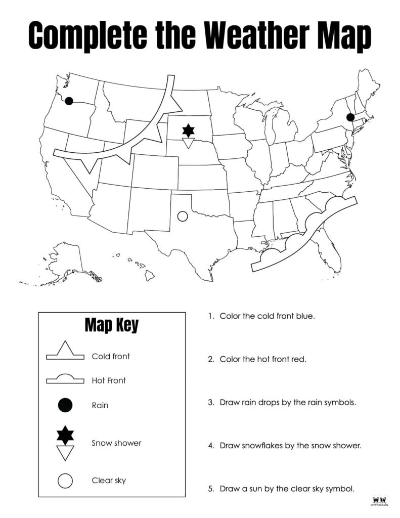 Weather Worksheets &amp;amp; Printables - 50 Free Pages | Printabulls with Printable Weather Map Usa For Kids