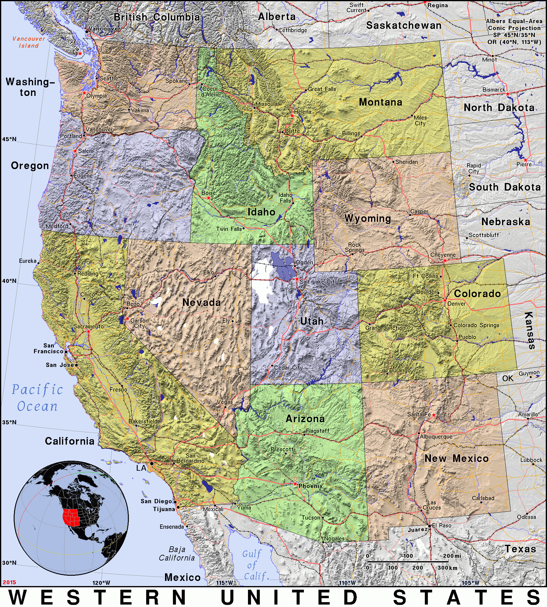 Western United States · Public Domain Mapspat, The Free, Open with regard to Printable Map Of West Coast Usa