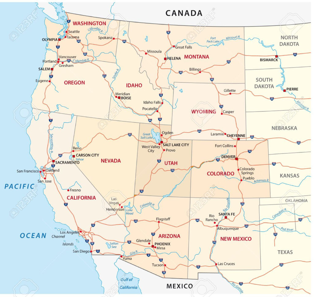 Western States Map USA Printable | Printable Map Of USA
