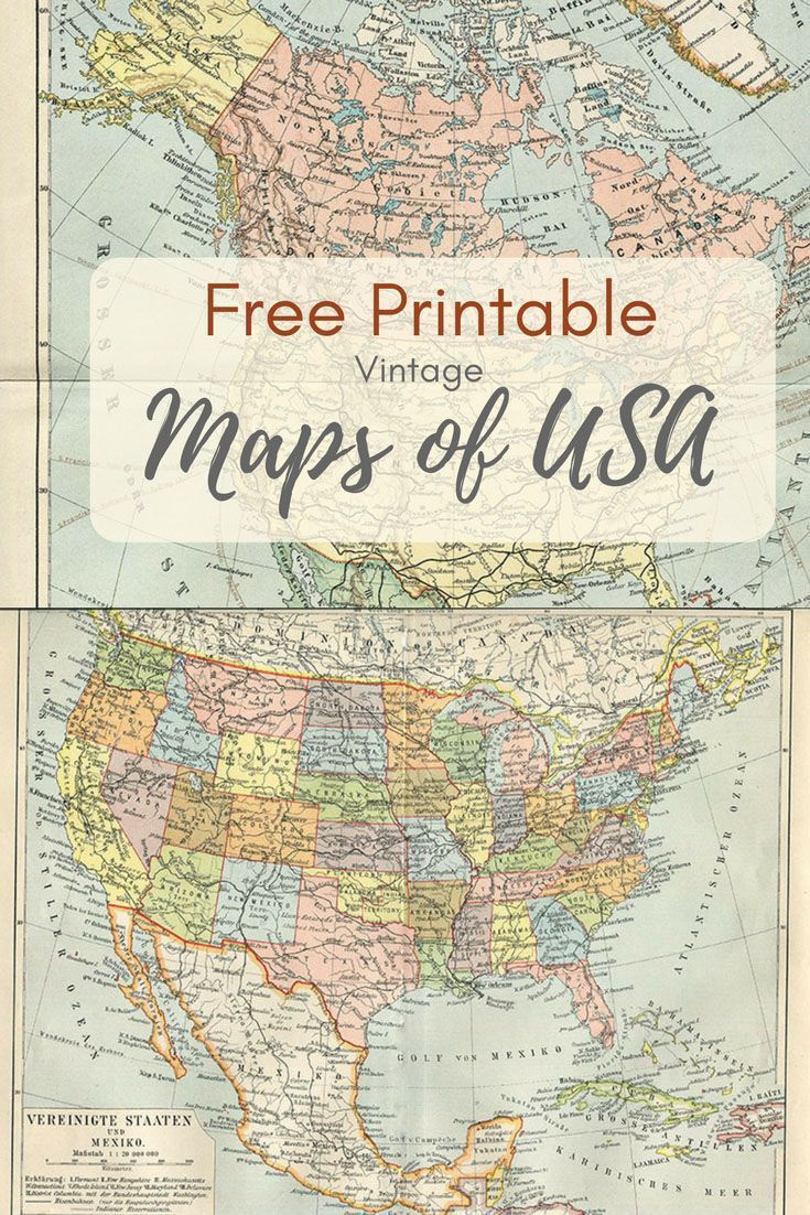 Wonderful Free Printable Vintage Maps To Download intended for Printable Vintage Map of USA