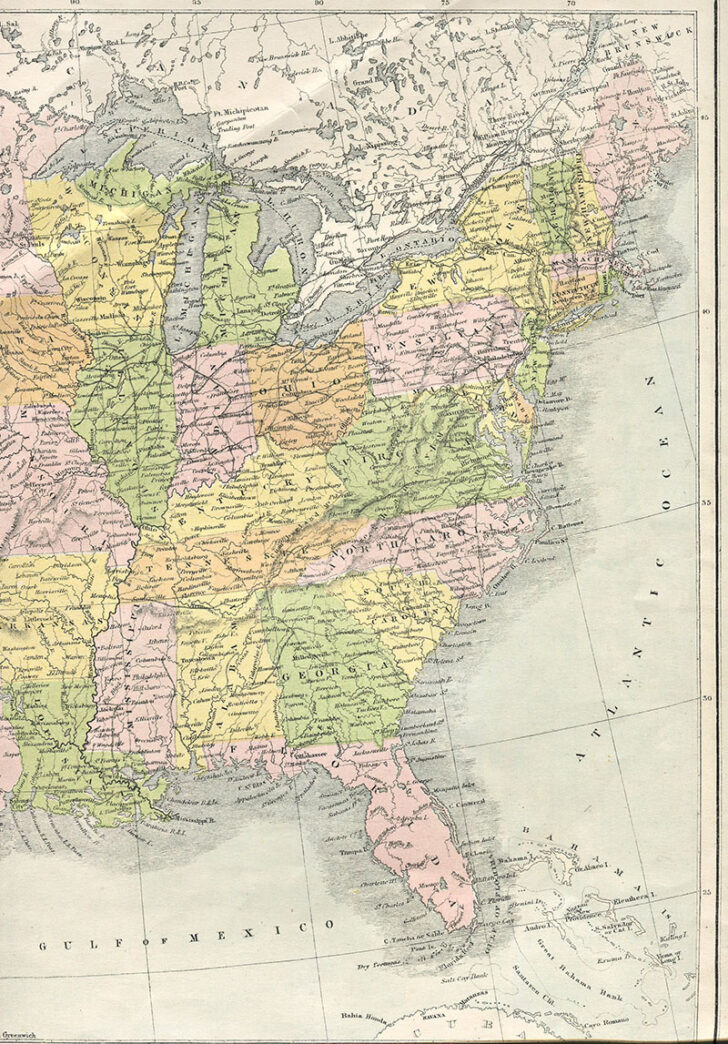 Printable Vintage Map of USA