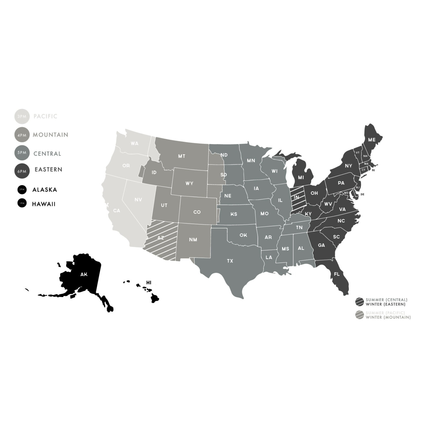 X-Large Usa Zeitzone Karte Mehrfarbig - Wandtattoo in Usa Time Zone Map Printable Black And White